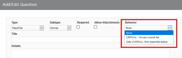 Pass/Fail Question Behavior Setting
