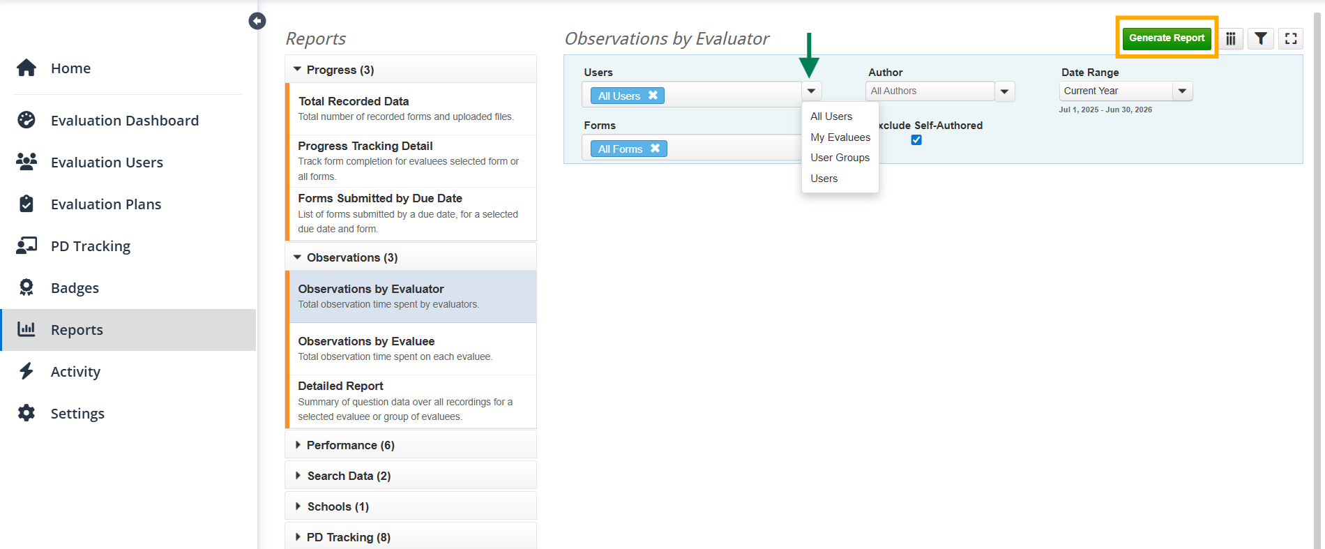 Generating a Report